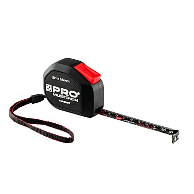 MILESTONE retractable measure, nylon, reverse brake, 3m