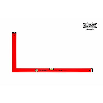 Équerre rouge avec indicateurs de verticalité et d'horizontalité