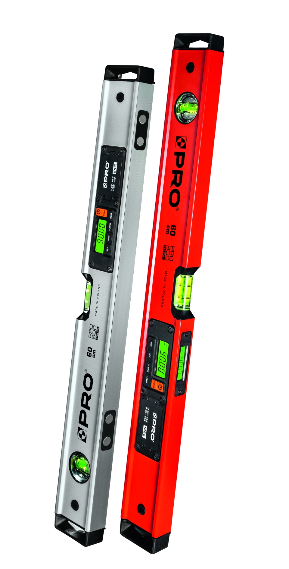 PRO900 Digital występuje w dwóch wersjach - poziomnicy z magnesami i bez nich.